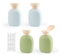 YiJiuBa Lot de 4 bouteilles de shampooing de voyage de 100 ml, avec bouchon à rabat, anti-fuite, en plastique, rechargeables, pour shampooing, après-shampoing, crèmes, etc. (Bleu-G