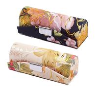 YiJPXinADZ Lot de 2 étuis de rangement en satin tissé pour rouge à lèvres avec miroir, boîte de rangement rétro florale pour femmes et filles (2 styles), Rouge/bleu, Classique