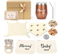 YIK TUNG Coffret cadeau de naissance pour nouveau-né, cadeaux pour bébé avec bavoir, hochet, tasse à café à emporter, pièce de décision et plus encore