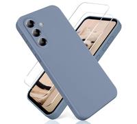 YiKaDa - Coque pour Samsung Galaxy A57 5G, avec [2 Pièces] Protection d'écran en Verre Trempé, Housse Silicone TPU Souple Liquide - Gris Lavande