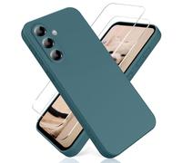 YiKaDa - Coque pour Samsung Galaxy A57 5G, avec [2 Pièces] Protection d'écran en Verre Trempé, Housse Silicone TPU Souple Liquide - Vert Nuit Foncé