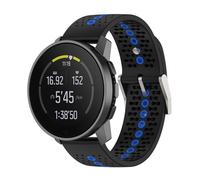 Yikamosi 22MM Double couleur libération Rapide Silicone Souple Fermoir en acier inoxydable Remplacement Bracelet pour Femmes et Hommes Compatible avec Suunto RUN/Race/Race S/9 Speak,Noir/Bleu
