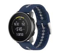 Yikamosi 22MM Double couleur libération Rapide Silicone Souple Fermoir en acier inoxydable Remplacement Bracelet pour Femmes et Hommes Compatible avec Suunto RUN/Race/Race S/9 Speak,Bleu nuit/Gris