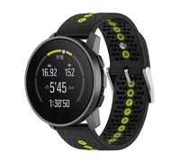 Yikamosi 22MM Double couleur libération Rapide Silicone Souple Fermoir en acier inoxydable Remplacement Bracelet pour Femmes et Hommes Compatible avec Suunto RUN/Race/Race S/9 Speak,Noir/Vert