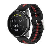 Yikamosi 22MM Double couleur libération Rapide Silicone Souple Fermoir en acier inoxydable Remplacement Bracelet pour Femmes et Hommes Compatible avec Suunto RUN/Race/Race S/9 Speak,Noir/Rouge
