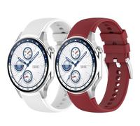 Yikamosi 22MM libération Rapide Silicone Souple Fermoir en acier inoxydable Remplacement Bracelet pour Femmes et Hommes Compatible avec Oneplus Watch 3,Blanc+Rouge