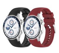 Yikamosi 22MM libération Rapide Silicone Souple Fermoir en acier inoxydable Remplacement Bracelet pour Femmes et Hommes Compatible avec Oneplus Watch 3,Noir+Rouge