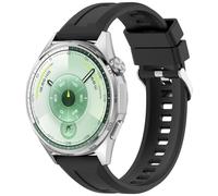 Yikamosi 22MM libération Rapide Silicone Souple Fermoir en acier inoxydable Remplacement Bracelet pour Femmes et Hommes Compatible avec HuaWei Watch GT6 46MM/GT5 Pro 46MM,Noir