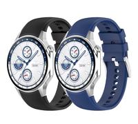 Yikamosi 22MM libération Rapide Silicone Souple Fermoir en acier inoxydable Remplacement Bracelet pour Femmes et Hommes Compatible avec Oneplus Watch 3,Noir+Bleu