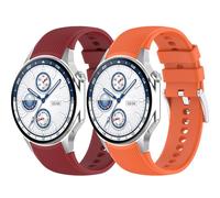 Yikamosi 22MM libération Rapide Silicone Souple Fermoir en acier inoxydable Remplacement Bracelet pour Femmes et Hommes Compatible avec Oneplus Watch 3,Rouge+Orange