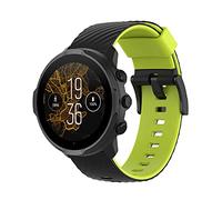 Yikamosi 24MM Double couleur libération Rapide Silicone Souple Fermoir en acier inoxydable Remplacement Bracelet pour Femmes et Hommes Compatible avec Suunto 7/Suunto 9/9 Baro,Noir/Vert