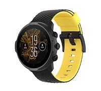 Yikamosi 24MM Double couleur libération Rapide Silicone Souple Fermoir en acier inoxydable Remplacement Bracelet pour Femmes et Hommes Compatible avec Suunto 7/Suunto 9/9 Baro,Noir/Jaune