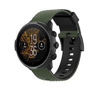 Yikamosi 24MM Double couleur libération Rapide Silicone Souple Fermoir en acier inoxydable Remplacement Bracelet pour Femmes et Hommes Compatible avec Suunto 7/Suunto 9/9 Baro,Vert Armée/Noir