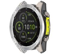 Yikamosi Acier inoxydable Anneau de lunette Compatible avec Garmin Fenix 8 43MM AMOLED,Bezel Ring Adhesive Cover Protecteur anti-rayures et collision for Fenix 8 Accessory,Argent/Gris