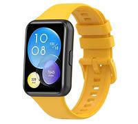 Yikamosi Bracelets Compatible avec Huawei Watch Fit 2,libération Rapide Silicone Souple Couleur Fermoir en Acier Inoxydable Remplacement Bracelet pour Huawei Watch Fit 2/Fit 2 Active,Jaune