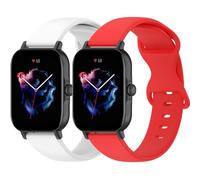 Yikamosi Compatible avec Amazfit Active Bracelets pour Femmes et Hommes,20MM libération Rapide Silicone Souple Fermoir en Acier Inoxydable Remplacement Bracelet pour Amazfit Active,Blanc+Rouge