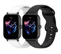 Yikamosi Compatible avec Amazfit Active Bracelets pour Femmes et Hommes,20MM libération Rapide Silicone Souple Fermoir en Acier Inoxydable Remplacement Bracelet pour Amazfit Active,Blanc+Noir