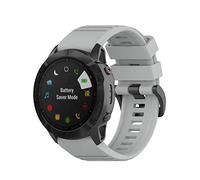 Yikamosi Compatible avec Garmin Fenix 6X Bracelets,26MM libération Rapide Silicone Souple Fermoir en Acier Inoxydable Remplacement Bracelet pour Garmin Fenix 6X/Fenix 5X/Fenix 5X Plus,Gris