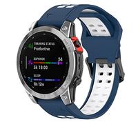 Yikamosi Compatible avec Garmin Fenix 7 Bracelets,22MM Double couleur libération Rapide Silicone Souple Fermoir en acier inoxydable Remplacement Bracelet pour Garmin Fenix 7/6/5,Bleu/Blanc