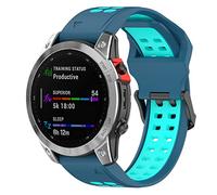 Yikamosi Compatible avec Garmin Fenix 7 Bracelets,22MM Double couleur libération Rapide Silicone Souple Fermoir en acier inoxydable Remplacement Bracelet pour Garmin Fenix 7/6/5,Bleu/Menthe
