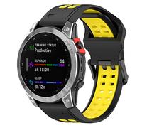 Yikamosi Compatible avec Garmin Fenix 7S Bracelets,20MM Double couleur libération Rapide Silicone Souple Fermoir en acier inoxydable Remplacement Bracelet pour Garmin Fenix 7S/6S/5S,Noir/Jaune