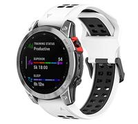 Yikamosi Compatible avec Garmin Fenix 7X Bracelets,26MM Double couleur libération Rapide Silicone Souple Fermoir en acier inoxydable Remplacement Bracelet pour Garmin Fenix 7X/6X/5X,Blanc/Noir