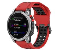 Yikamosi Compatible avec Garmin Fenix 7X Bracelets,26MM Double couleur libération Rapide Silicone Souple Fermoir en acier inoxydable Remplacement Bracelet pour Garmin Fenix 7X/6X/5X,Rouge/Noir