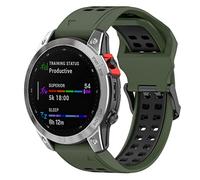 Yikamosi Compatible avec Garmin Fenix 7X Bracelets,26MM Double couleur libération Rapide Silicone Souple Fermoir en acier inoxydable Remplacement Bracelet pour Garmin Fenix 7X/6X/5X,Vert armée/Noir