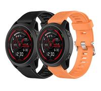 Yikamosi Compatible avec Garmin Forerunner 745 Bracelets,libération Rapide Silicone Souple Fermoir en Acier Inoxydable Remplacement Bracelet pour Garmin Forerunner 745,Noir + Orange