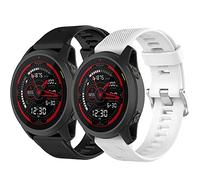 Yikamosi Compatible avec Garmin Forerunner 745 Bracelets,libération Rapide Silicone Souple Fermoir en Acier Inoxydable Remplacement Bracelet pour Garmin Forerunner 745,Noir + Blanc