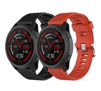 Yikamosi Compatible avec Garmin Forerunner 745 Bracelets,libération Rapide Silicone Souple Fermoir en Acier Inoxydable Remplacement Bracelet pour Garmin Forerunner 745,Noir + Rouge