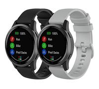 Yikamosi Compatible avec Garmin Vivoactive 4 Bracelet,22MM Slibération Rapide Silicone Souple Fermoir en acier inoxydable Remplacement Bracelet pour Garmin Vivoactive 4/Venu 2,Noir+gris
