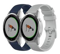 Yikamosi Compatible avec Garmin Vivoactive 4S Bracelet,18MM Slibération Rapide Silicone Souple Fermoir en acier inoxydable Remplacement Bracelet pour Garmin Vivoactive 4S/Vivomove 3S,Bleu nuit+gris