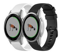 Yikamosi Compatible avec Garmin Vivoactive 4S Bracelet,18MM Slibération Rapide Silicone Souple Fermoir en acier inoxydable Remplacement Bracelet pour Garmin Vivoactive 4S/Vivomove 3S,Blanc+noir