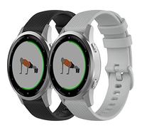 Yikamosi Compatible avec Garmin Vivoactive 4S Bracelet,18MM Slibération Rapide Silicone Souple Fermoir en acier inoxydable Remplacement Bracelet pour Garmin Vivoactive 4S/Vivomove 3S,Noir+gris
