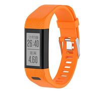 Yikamosi Compatible avec Garmin Vivosmart HR+ Bracelet,Véritable silicone souple Watch Bracelet Stainless Steel Clasp Replacement Strap pour Vivosmart HR+(NO Vivosmart HR,Orange)