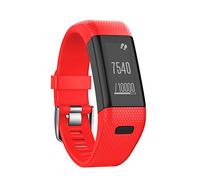 Yikamosi Compatible avec Garmin Vivosmart HR+ Bracelet,Véritable silicone souple Watch Bracelet Stainless Steel Clasp Replacement Strap pour Vivosmart HR+(NO Vivosmart HR,Red)