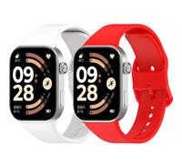 Yikamosi Compatible avec Redmi Watch 6 Bracelets pour Femmes et Hommes,libération Rapide Silicone Souple TPU Fermoir Remplacement Bracelet pour Watch 6 SmartWatch,Blanc+Rouge