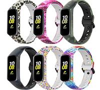 Yikamosi Compatible avec Samsung Galaxy Fit 2 Bracelets,Imprimé Motif Silicone Souple Fermoir en Acier Inoxydable Remplacement Bracelet pour Samsung Galaxy Fit 2 SM-R220,6 Pack