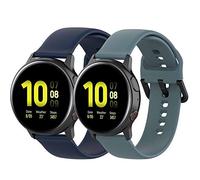 Yikamosi Compatible avec Samsung Galaxy Watch Active 2 Bracelets,libération Rapide Silicone Fermoir en Acier Inoxydable Remplacement Bracelet pour Galaxy Watch Active 2 40MM/44MM,Bleu Nuit+Ardoise