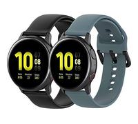 Yikamosi Compatible avec Samsung Galaxy Watch Active 2 Bracelets,libération Rapide Silicone Fermoir en Acier Inoxydable Remplacement Bracelet pour Galaxy Watch Active 2 40MM/44MM,Noir+Ardoise