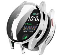 Yikamosi coques avec protection d'écran en verre trempé compatible avec Samsung Watch 7 44MM,protection complète anti-chocs,coque ultra fine HD pour Watch 7 44MM Smartwatch,Argent