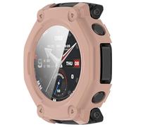 Yikamosi Coques avec Protection d'écran en Verre trempé Protection complète Anti-Chocs,Coque Ultra Fine HD pour Compatible avec Amazfit T-Rex 3 Pro 48MM,Rose