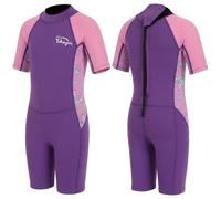 Yikayin Combinaison de Plongée Courte pour Enfants - 2,5 mm Combinaison de Natation Thermique UV - Fermeture éclair dans Le Dos - pour Cours de Natation, plongée, Surf, plongée avec Tuba