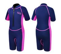 Yikayin Combinaison de Plongée Courte pour Enfants, Combinaison 2mm pour Garçons et Filles, Combinaison Thermique avec Fermeture Éclair Frontale pour Cours de Natation Surf Snorkeling Plongée Sup