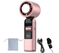 Yikeyuan Chillmate Portable Refrigerated Fan,Chillmate Fan Ice - Ice-Cool 199-Speed Adjustable, Foldable Lightweight 6000mah Usb-Rechargeable Battery, Low Noise Neck Fan With Led Display (Pink ice)