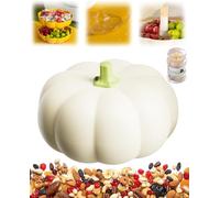 Yikeyuan Pumpkin Snack Tray, Pumpkin Snack Bowl with Removable Multi-grid Compartments and Built-In Toothpick Holder, Stackable Snack Holder for Halloween, Thanksgiving& Fall Parties (White)