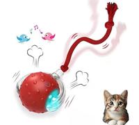 Yikeyuan Tiny Fetch Dog Toy, Soothing Chirping Sounds Tiny Fetch Smart 360° Rolling, Tough Chew Proof Tinyfetch Dog Toy, Fast Moving Toy for Dog and Cat (Red-1)