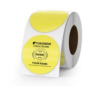 YIKIADA Étiquette Thermique en Vinyle à Points Jaunes 50 mm Autocollant d'adresse en Rouleau Autocollant étanche pour imprimante pour Logo Code à Barres QR Code Inventaire 500 pièces