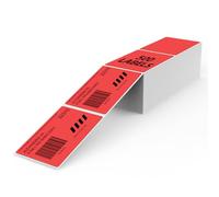YIKIADA Étiquettes Pliées Thermiques Rouges 50×76 mm Fanfold 500 Pièces | Paravent Perforé, Adhésif Fort et Résistant à l'Eau, Rendu Net pour Adresses Codes-Barres QR, Bureau et Petit Stockage